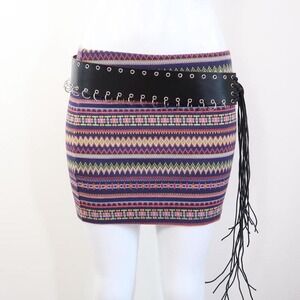 2010s mini skirt boho indie sleaze tribal print y2k size M